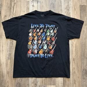 Lifestyle Classics Men’s Guitar (AOP) Black Tee Shirt Crewneck T-Shirt Size XXL